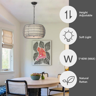 5-Lights Rattan Chandelier